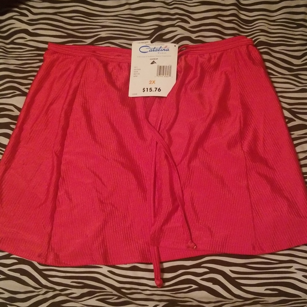 NWT, RED SARONG, BOTTOM cover-up